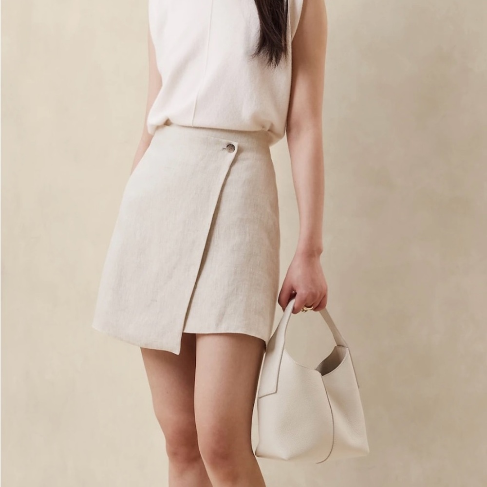 NEW Banana Republic Linen Wrap Skirt, 10